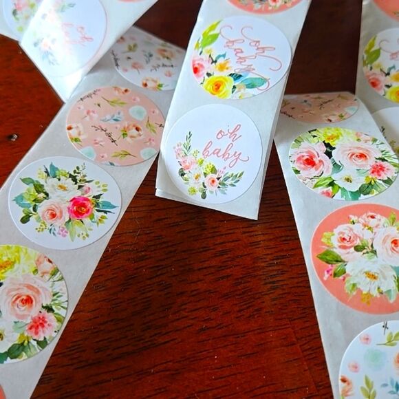 Efavormart Baby Shower Stickers 1'' Round 40 PCS Water Resistant DIY Floral - Picture 12 of 16